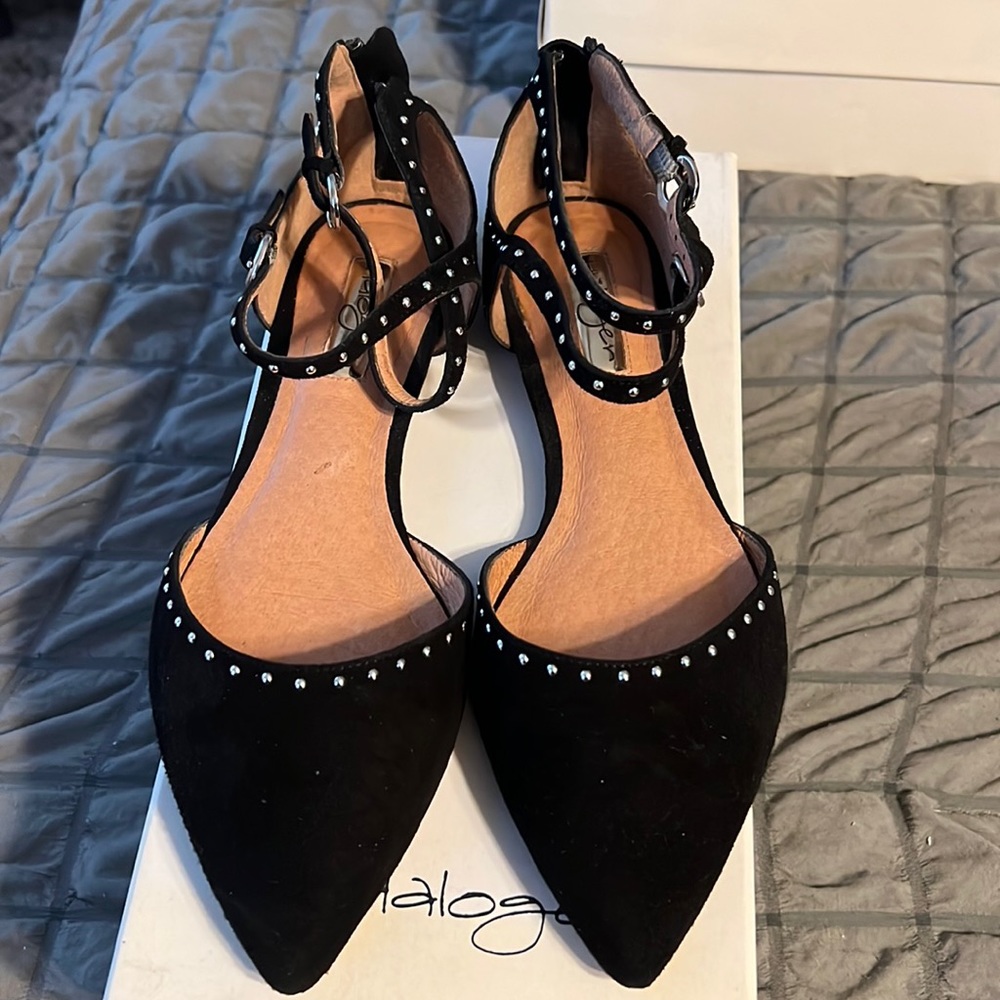 Great Halogen flats. Studded. Black suede.